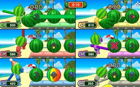 パーティーゲーム「たたいて！まわって！スイカパーティ」が配信！タネ飛ばしやスイカ割りなどスイカをテーマにした遊びを多数収録