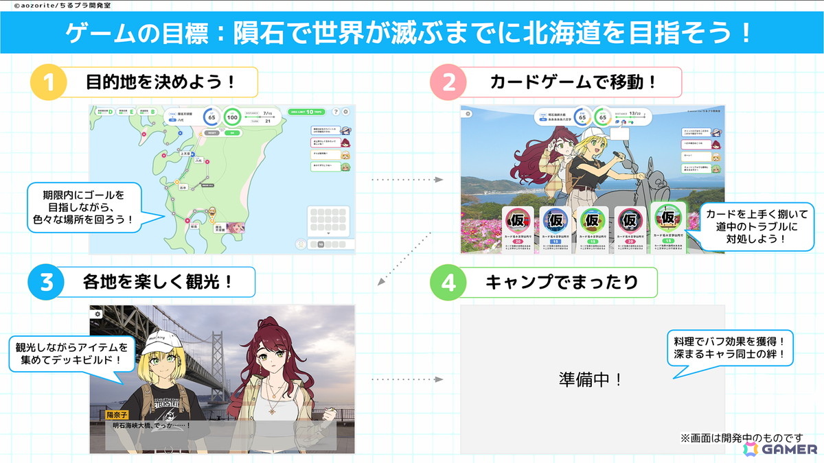ポジティブガールが終わる世界で日本縦断バイク旅！デッキ構築型アドベンチャー「散るプラネット（Chill Planet）」が2026年秋にSteamで配信！の画像