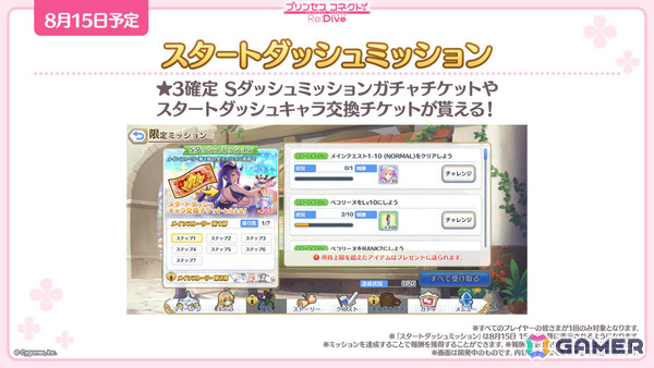 「プリコネR」最大26キャラの★3を仲間にできるスタートダッシュミッションが8月15日より開催！最大100連分のガチャチケットがもらえるカムバックミッションもの画像2