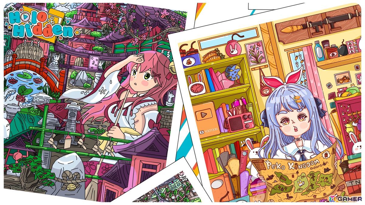 イラストに隠れたファンやアイテムを探すかくれんぼアドベンチャーゲーム「Holo Hidden」のSteamストアページが公開！「塗り絵モード」も搭載の画像