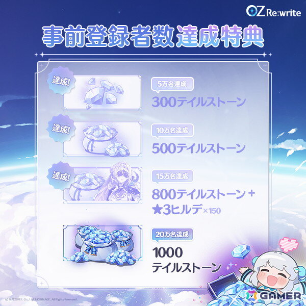 「OZ Re:write」事前登録者数が15万人を突破！総計1,600テイルストーンや★3英雄・ヒルデを入手できる絆の記録150個の配布が決定の画像3