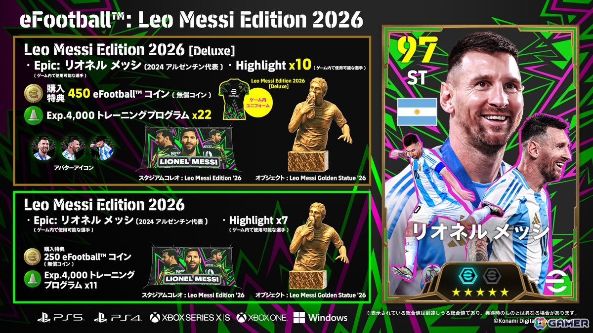 「eFootball」アップデートで夏の移籍市場を反映した最新データや新要素が追加!チュートリアルクリアでメッシ選手が手に入るの画像