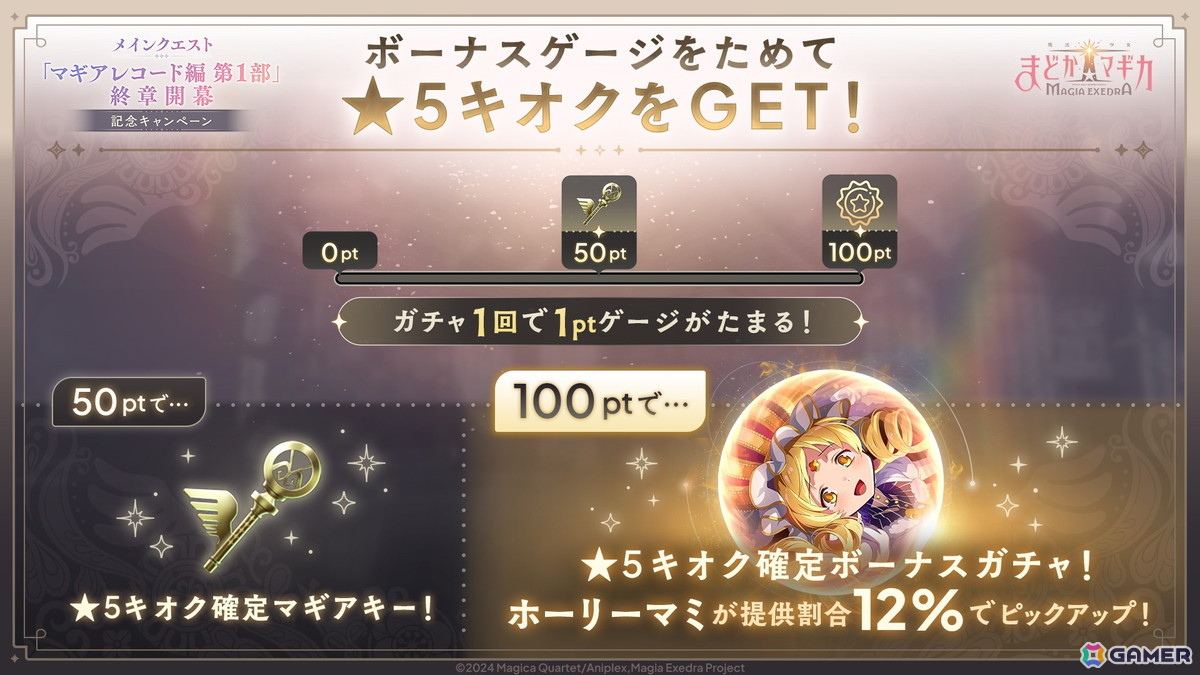 「魔法少女まどか☆マギカ Magia Exedra」に新★5キオク ホーリーマミが登場！メインクエスト「マギアレコード編 第1部」終章開幕記念キャンペーンもの画像