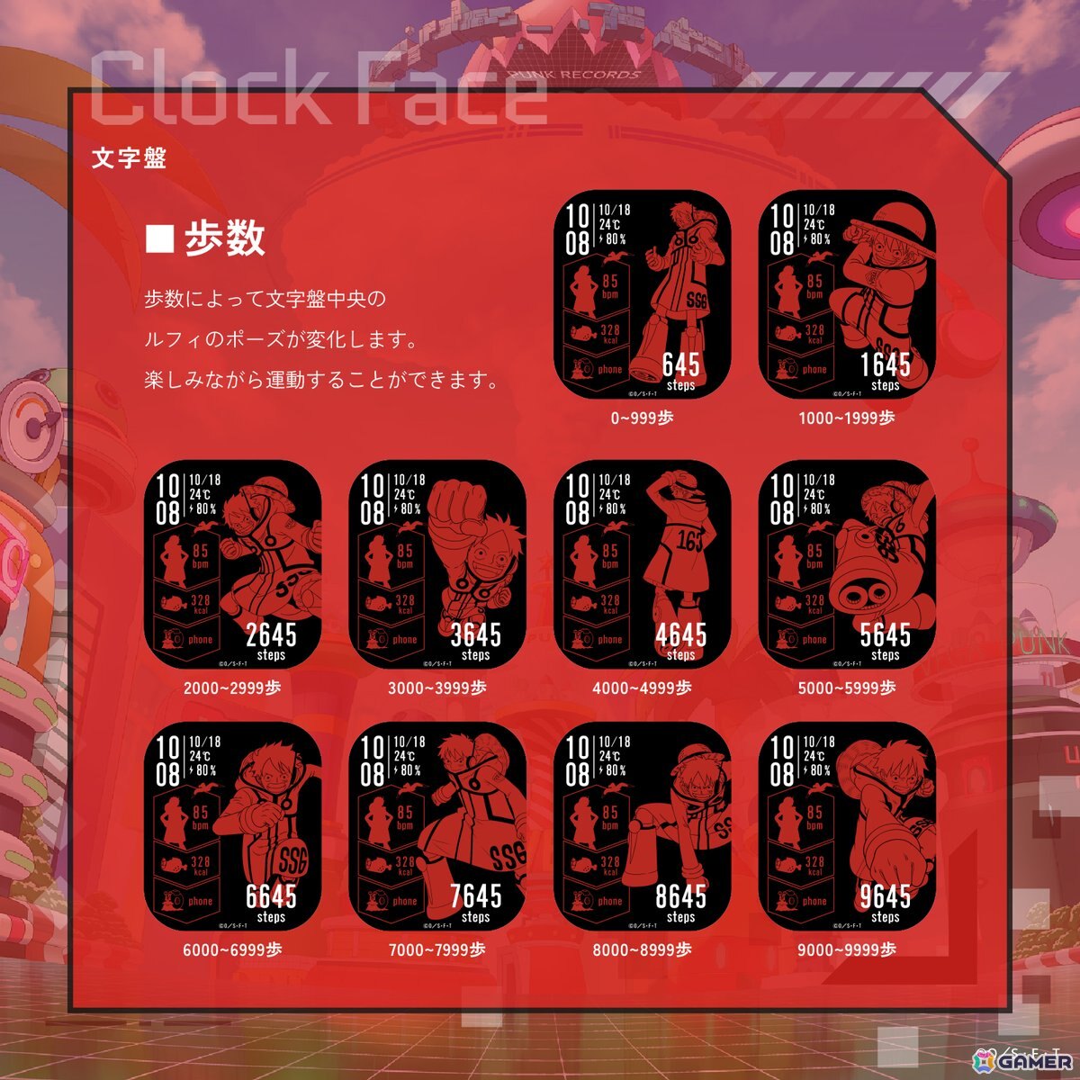 GARRACKからTVアニメ「ONE PIECE」のスマートウォッチが登場!ルフィ、ゾロ、サンジをイメージした3モデルの画像