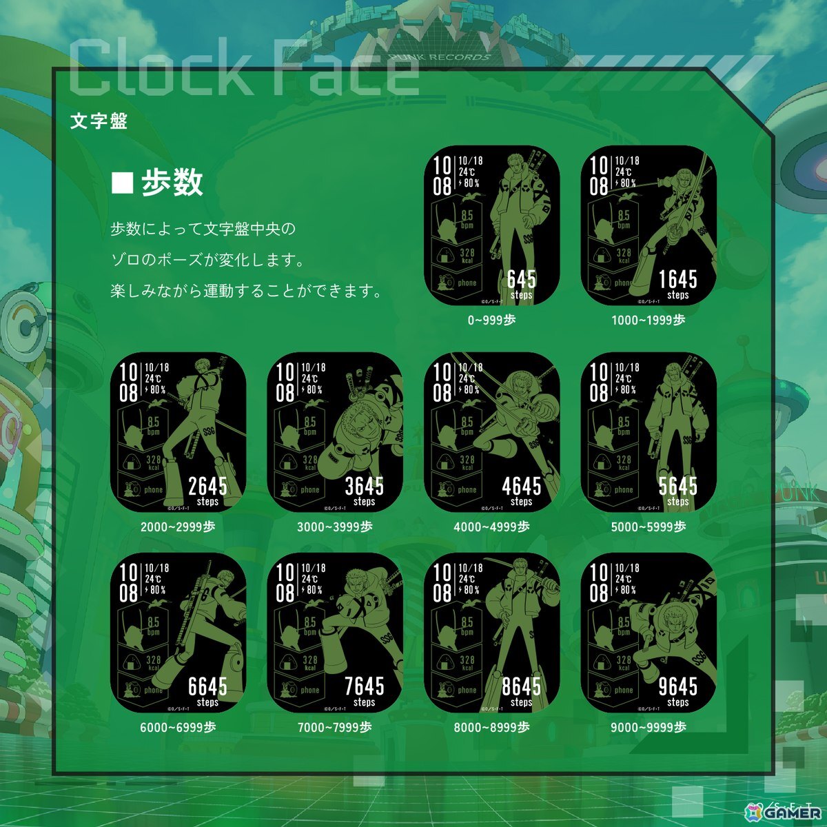 GARRACKからTVアニメ「ONE PIECE」のスマートウォッチが登場!ルフィ、ゾロ、サンジをイメージした3モデルの画像