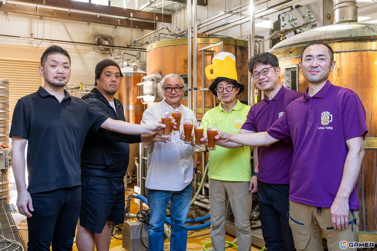 （写真左から）NOYMOND BREWING オーナー・佐藤哲氏、醸造長・菅原裕氏 音楽家・植松伸夫氏 全国地ビールフェスティバル in 一関実行委員会 プロジェクト委員会委員長・神崎良一氏 世嬉の一酒造株式会社 代表取締役社長・佐藤航氏、工場長・後藤孝紀氏