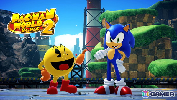 「パックマンワールド2 リ・パック」で「ソニック」とのコラボDLCが今冬配信！パックマンがグリーンヒルを駆け抜けるの画像1
