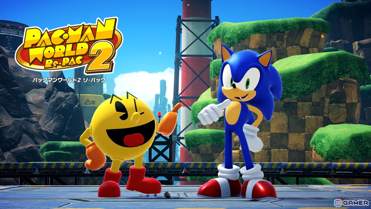 「パックマンワールド2 リ・パック」で「ソニック」とのコラボDLCが今冬配信！パックマンがグリーンヒルを駆け抜けるの画像