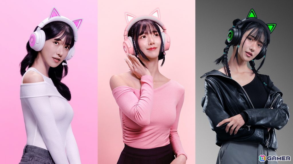 Razer、ネコミミヘッドセットの新モデル「Kraken Kitty V3」シリーズを9月5日に発売!2モデル、ブラック・ピンク・ホワイトの3色展開にの画像