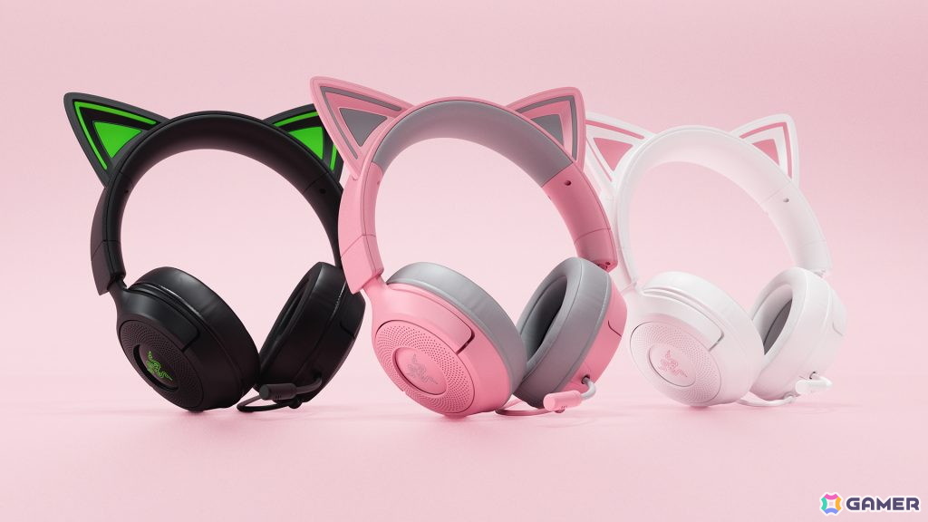 Razer、ネコミミヘッドセットの新モデル「Kraken Kitty V3」シリーズを9月5日に発売!2モデル、ブラック・ピンク・ホワイトの3色展開にの画像