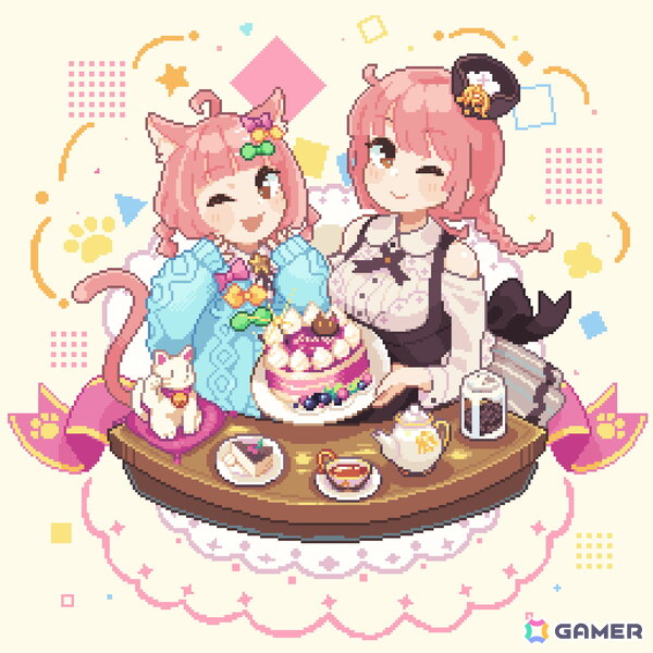 「けものティータイム」カウントダウンイラストの毎日投稿が開始！初日は姉妹が可愛く描かれたおゆざき氏によるピクセルアートの画像1