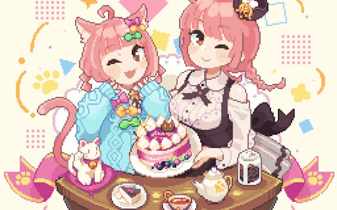 「けものティータイム」カウントダウンイラストの毎日投稿が開始！初日は姉妹が可愛く描かれたおゆざき氏によるピクセルアート