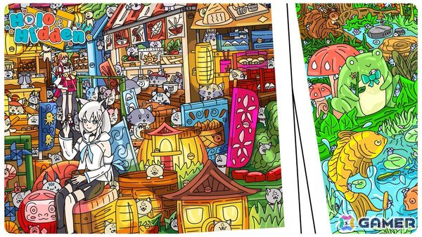 ホロライブのかくれんぼパズルゲーム「Holo Hidden」がSteamにて配信！作品の完成を目指す塗り絵モードも搭載の画像