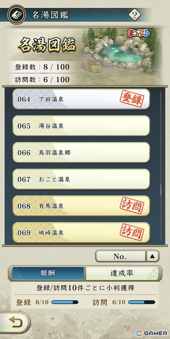 「信長の野望 出陣」とまっぷるのコラボご当地コンテンツ「名湯図鑑」が登場！日本全国100の温泉地を巡って図鑑をコンプリートしようの画像1