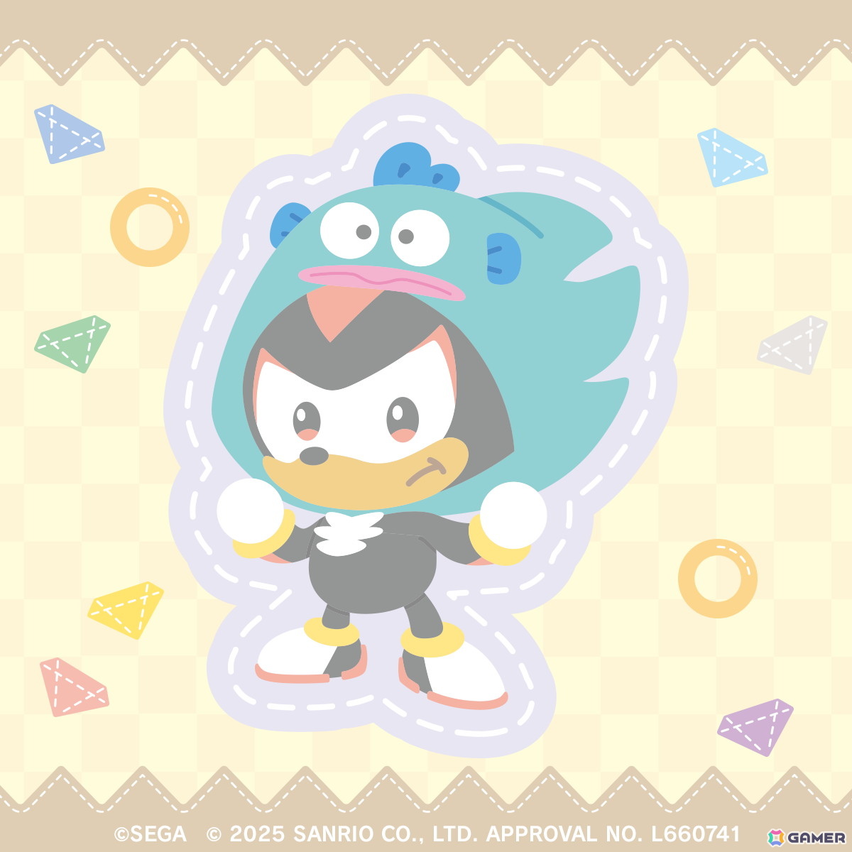 「SONIC & FRIENDS」とサンリオキャラクターズがコラボした「シャドウ」×「ハンギョドン」のイラストが公開!コラボ商品はセガストア トーキョーで先行発売の画像