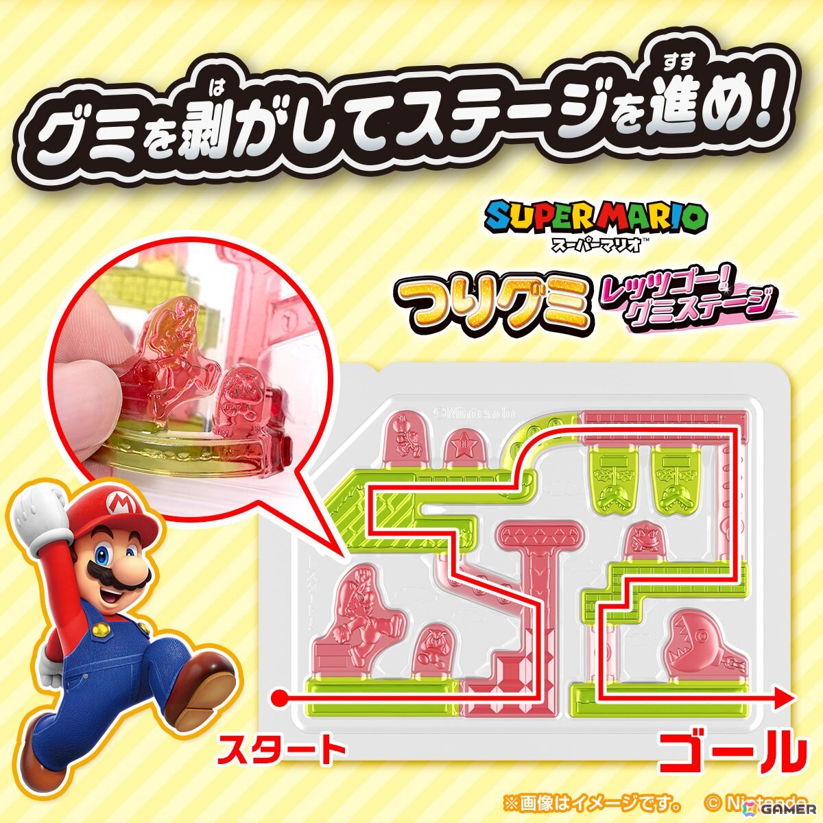 「スーパーマリオ」のステージがモチーフとなった「つりグミ スーパーマリオ レッツゴー！グミステージ」が9月29日に発売！ステージは全8種の画像