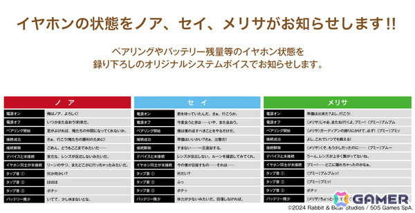 「百英雄伝」ノア(CV:梶原岳人)、セイ(CV:赤羽根健治)、メリサ(CV:上坂すみれ)の録り下ろし音声入りワイヤレスイヤホンの受注販売が9月4日より開始!の画像3