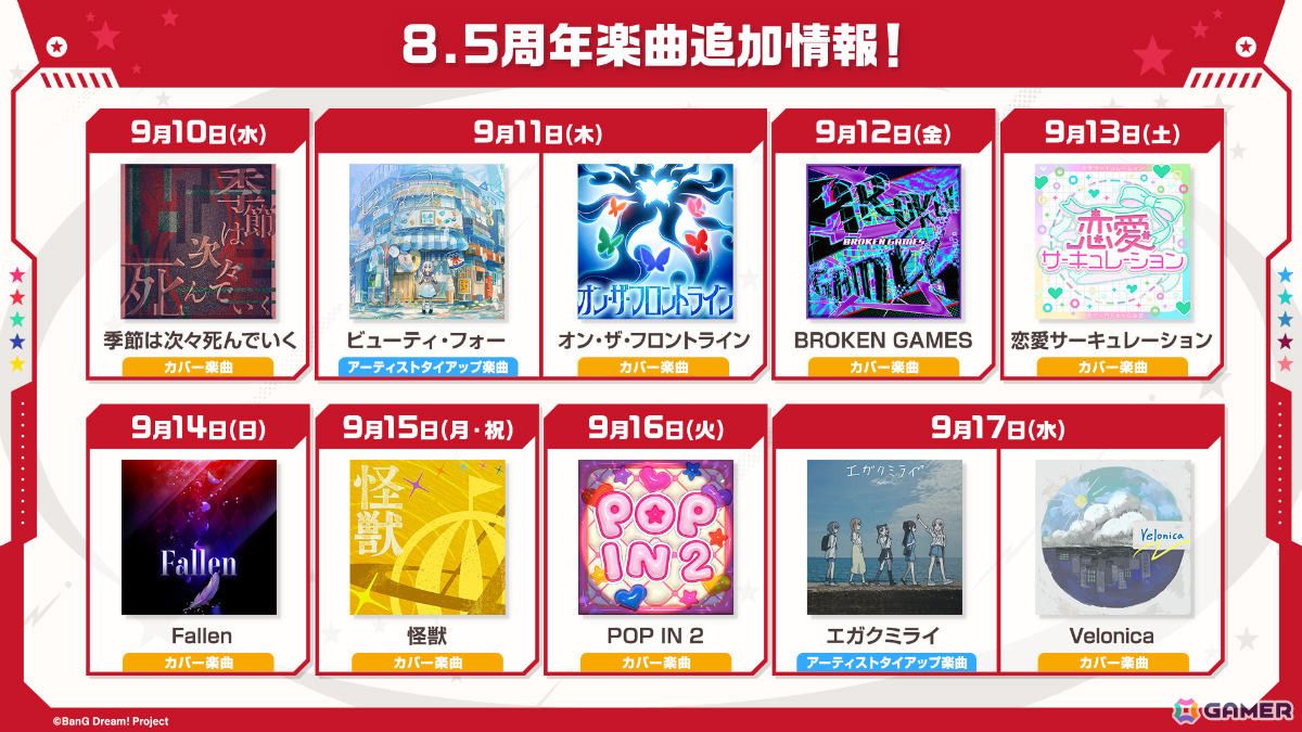 「ガルパ」8.5周年記念のドリフェス限定メンバーとして香澄、友希那が登場！サンリオコラボも開催決定の画像