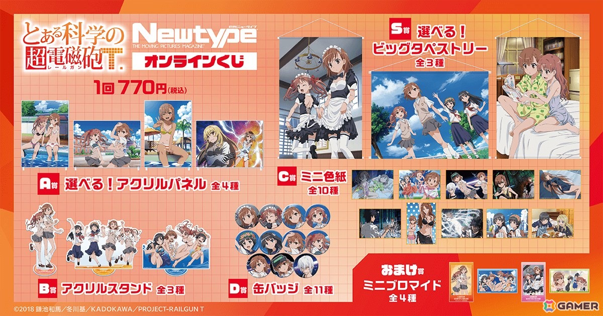 TVアニメ「とある科学の超電磁砲T」のグッズが手に入るオンラインくじがくじ引き堂で登場!の画像