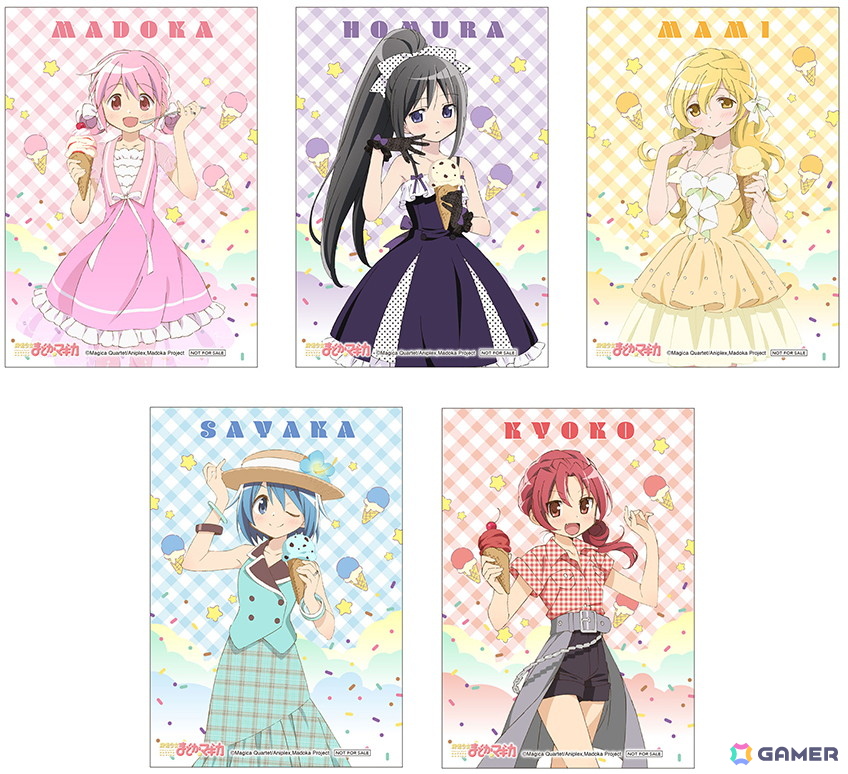 「魔法少女まどか☆マギカ」まどか、ほむら、マミら5人の“アイスクリーム”をテーマにした描き下ろしイラストグッズが9月13日に発売!アニメイトフェアもの画像