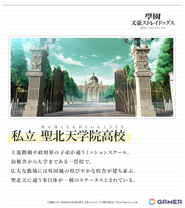「學園文豪ストレイドッグス」私立 聖北天学院高校の生徒であるシグマ、ニコライ・G、フョードル・D、澁澤龍彦の情報が公開！の画像2