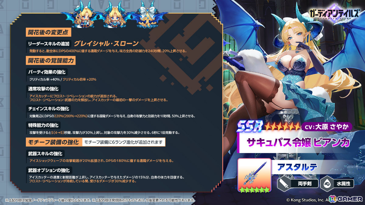「ガーディアンテイルズ」サキュバス令嬢 ビアンカ（CV：大原さやか）に開花が実装！ボイス付き水着コスチュームも登場の画像2