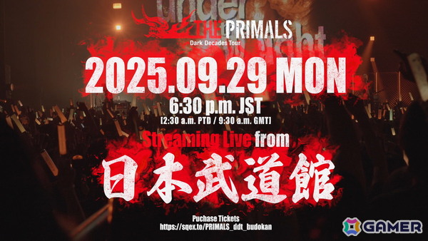 9月に日本武道館で開催されるワンマンライブ「THE PRIMALS Dark Decades Tour BUDOKAN」の有料ライブストリーミング配信が決定！の画像2