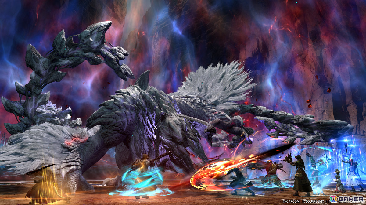 「FFXIV」×「モンスターハンターワイルズ」のクロスオーバーコンテンツ「護竜アルシュベルド狩猟戦」の新たなスクリーンショットや報酬が公開!の画像