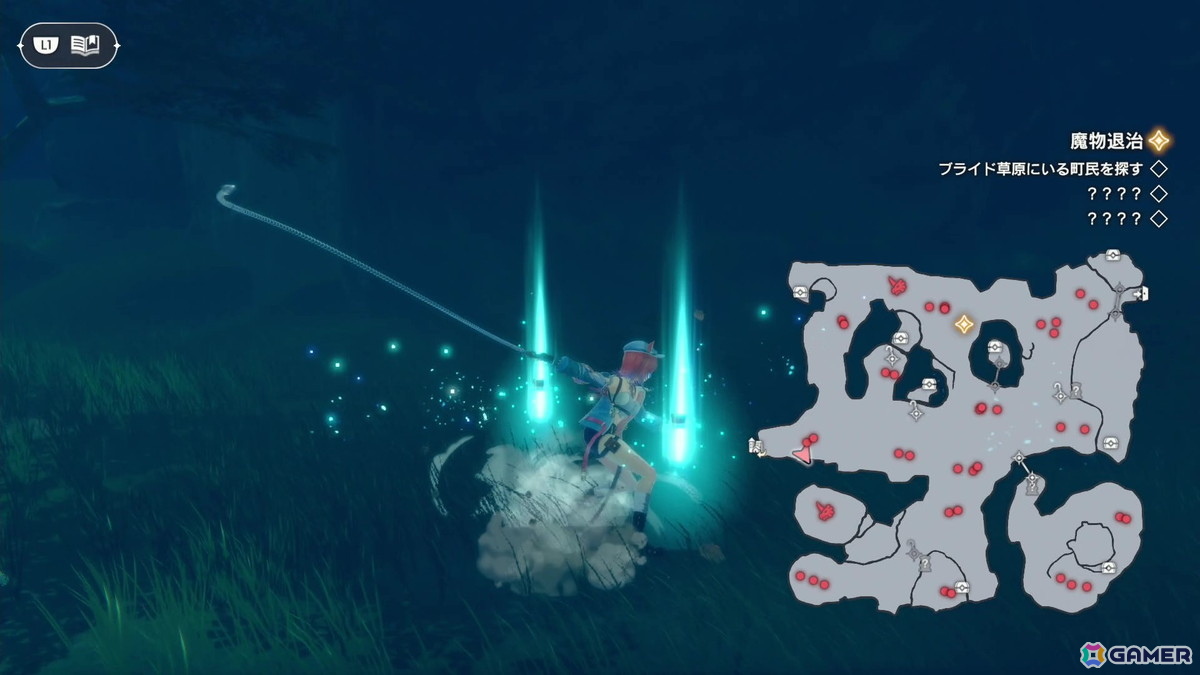 採取もサクサクと進めやすい作り。昼夜の切り替わりによってマップ上の敵や素材も変化する。