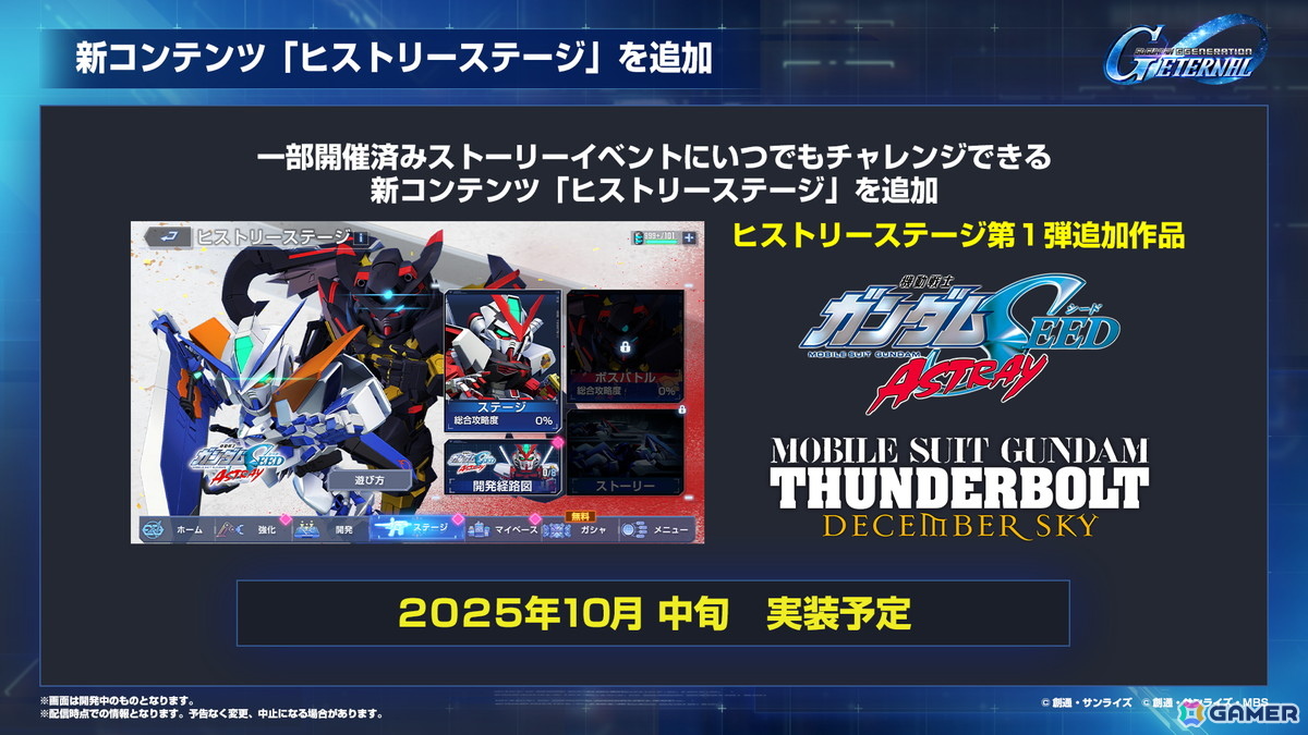 「SDガンダム ジージェネエターナル」メインステージに「機動戦士ガンダムUC」と「機動武闘伝Gガンダム」が9月30日に追加!の画像