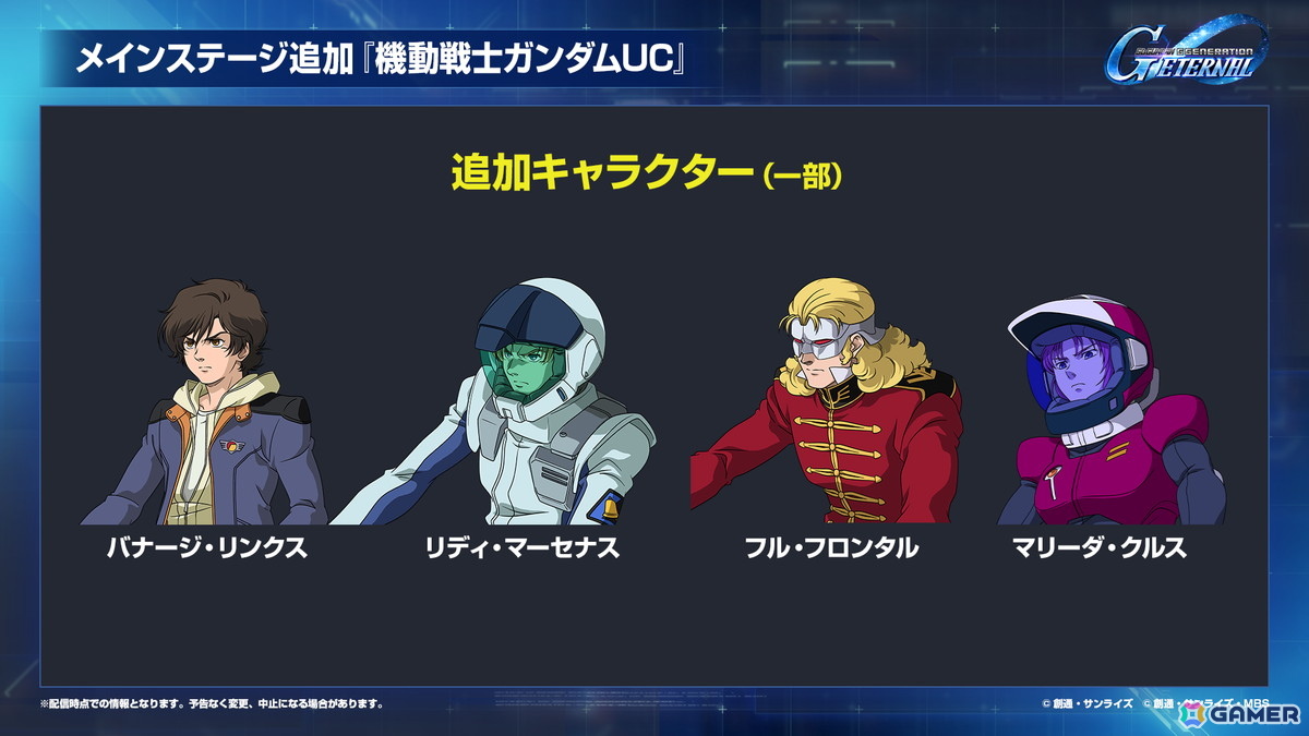 「SDガンダム ジージェネエターナル」メインステージに「機動戦士ガンダムUC」と「機動武闘伝Gガンダム」が9月30日に追加!の画像