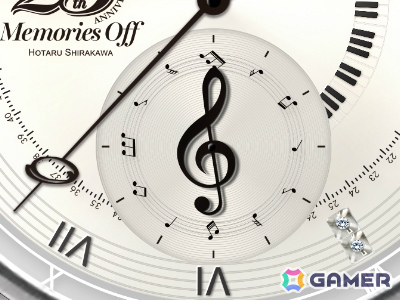 6時位置のサブダイヤルには五線譜と音符を刻印。針はト音記号になっている。5時位置に2石の天然ダイヤモンド。