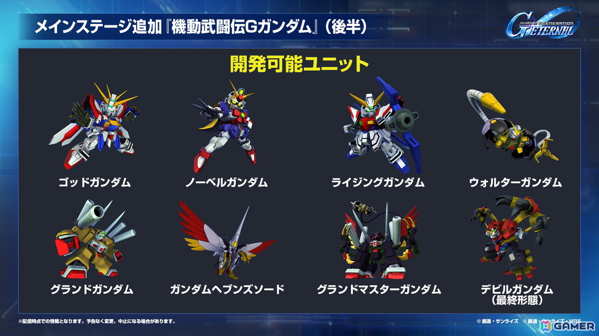 「ジージェネエターナル」メインステージ「機動戦士ガンダムUC［ユニコーン］」「機動武闘伝Gガンダム 後半」が追加！「Half Anniversary最大46連無料ガシャ」も開始の画像