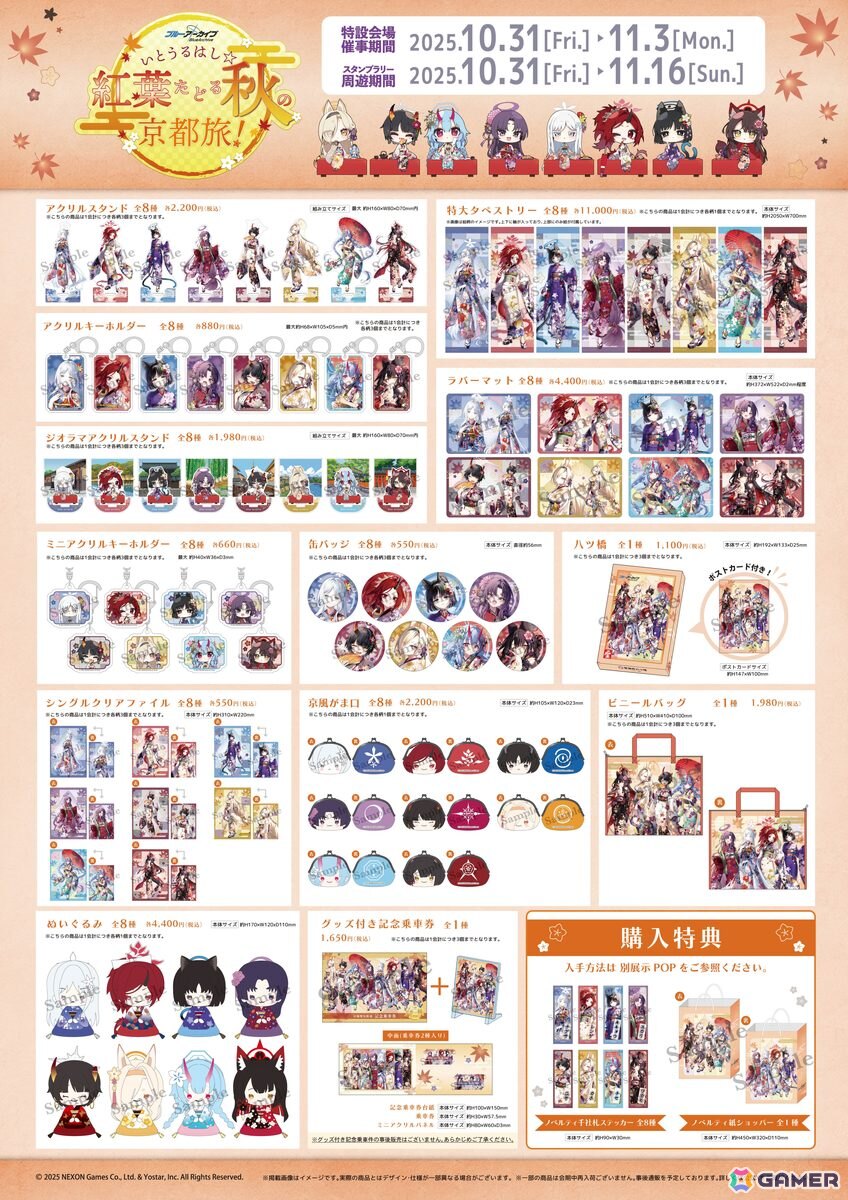 ブルーアーカイブ　ブルアカ　京都　コースター　コンプリート 8枚 ブルーアーカイブ ～いとうるはし☆紅葉たどる秋の京都旅～」が10月31