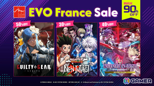 最大90％オフのアークシステムワークス EVO Franceセールが開催！「GUILTY GEAR -STRIVE-」「UNDER NIGHT IN-BIRTH II Sys:Celes」などがお得にの画像1