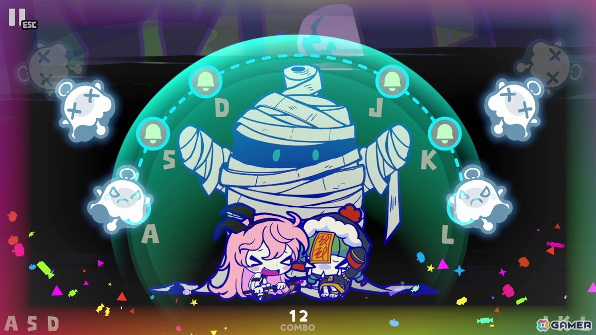 リズムアクションADV「ハローワンダーバンド」の無料体験版がSteamで配信！ポップでキュートなデザインのハロウィーンキャラたちがアニメーションで動き回るの画像9