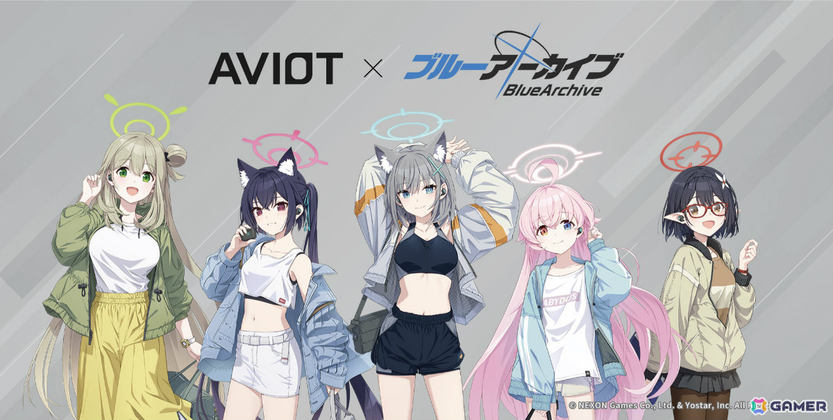 AVIOT×「ブルアカ」コラボ完全ワイヤレスイヤホンの予約受付が開始!アビドス対策委員会の5人の完全新録ボイスを計100種類以上収録の画像