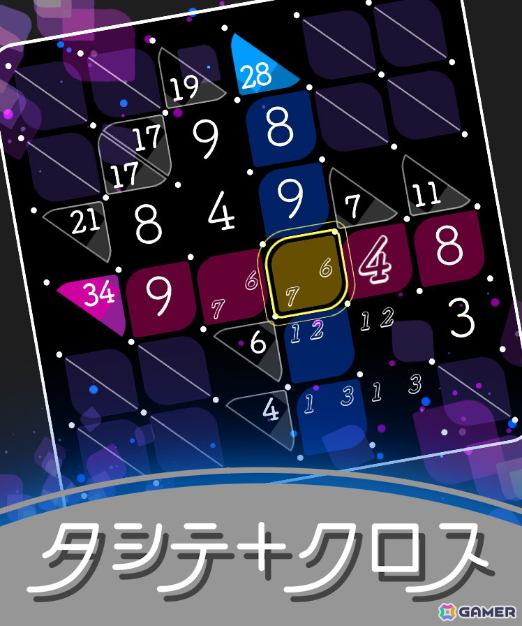 ペンシルパズルゲーム「タシテクロス」がSteamで配信！ヒントマスの数字になるように数字を入れていくカジュアルパズルの画像