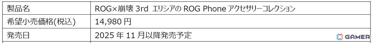 「崩壊3rd」エリシアとコラボした「ROG×崩壊3rd エリシアのROG Phoneアクセサリーコレクション」が発表！数量限定で11月以降に販売予定の画像3