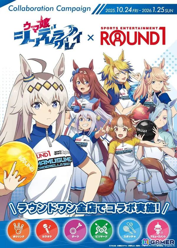 アニメ「ウマ娘 シンデレラグレイ」と「ROUND1」のコラボキャンペーンが開催！プライズ展開や一部店舗でのグッズ販売もの画像1