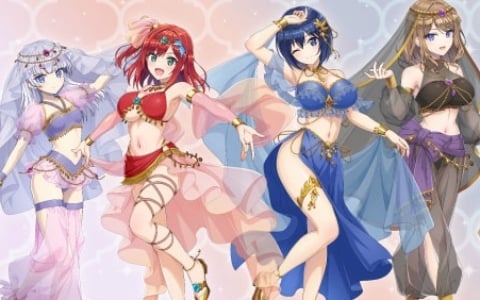 「ドルフィンウェーブ」ポップアップショップが11月8日よりゲーマーズで開催！踊り子衣装をまとった入華たちのTシャツやアクリルパネルなどがラインナップの画像