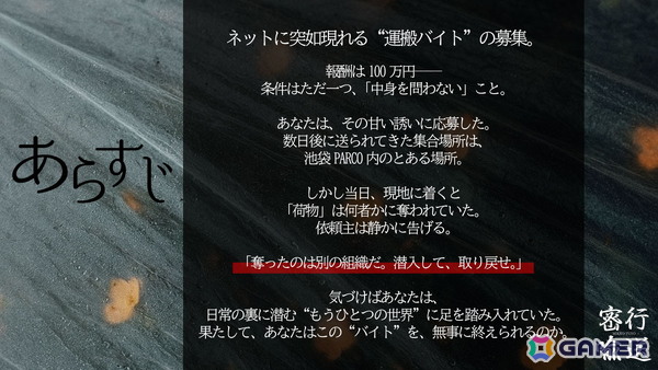 現実と虚構の境界が曖昧になる周遊型イマーシブサスペンス「密行喩送」が池袋PARCOにて11月15日より開催！の画像2