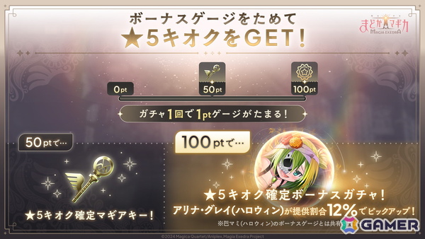 「魔法少女まどか☆マギカ Magia Exedra」にアリナ・グレイ（ハロウィン）が登場！scene0完結までのカウントダウンでマギカストーン最大3,000個もらえるの画像2
