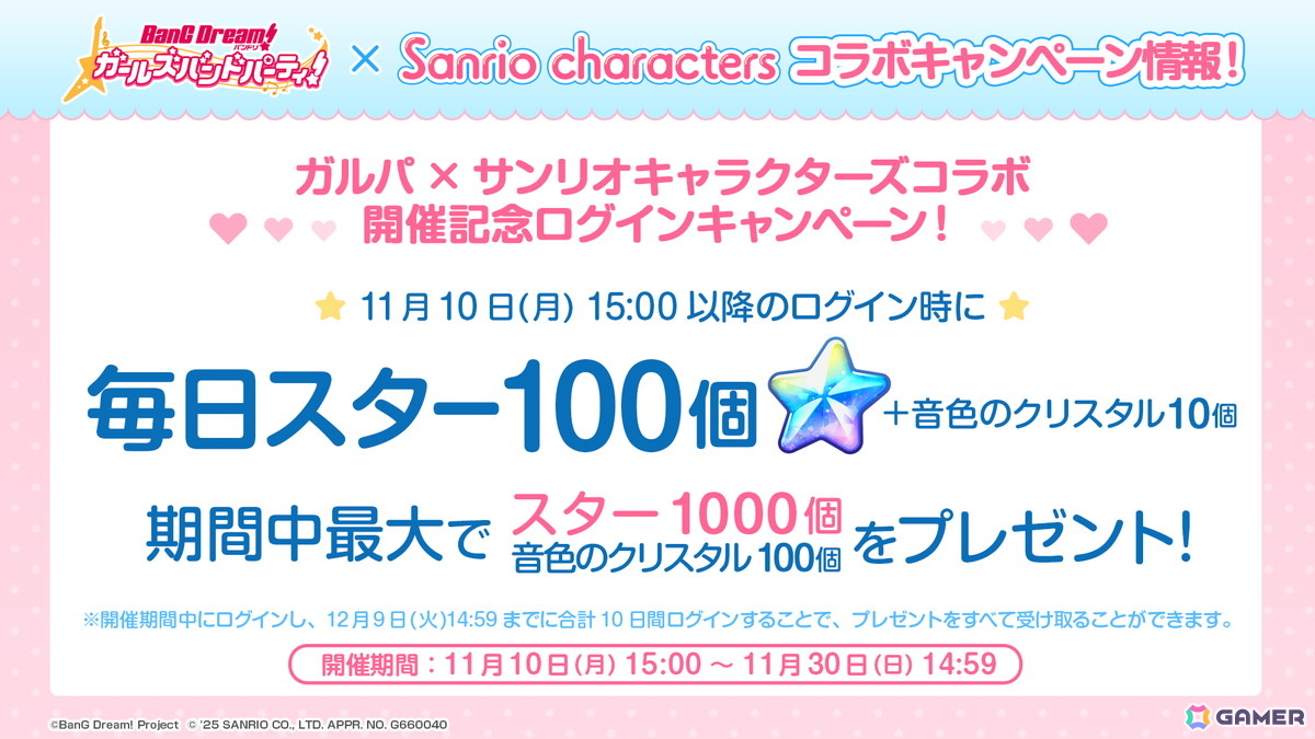 「ガルパ」でサンリオキャラクターズとのコラボが開催決定！イベントPart1では有咲、あこがイベントP報酬で入手可能の画像