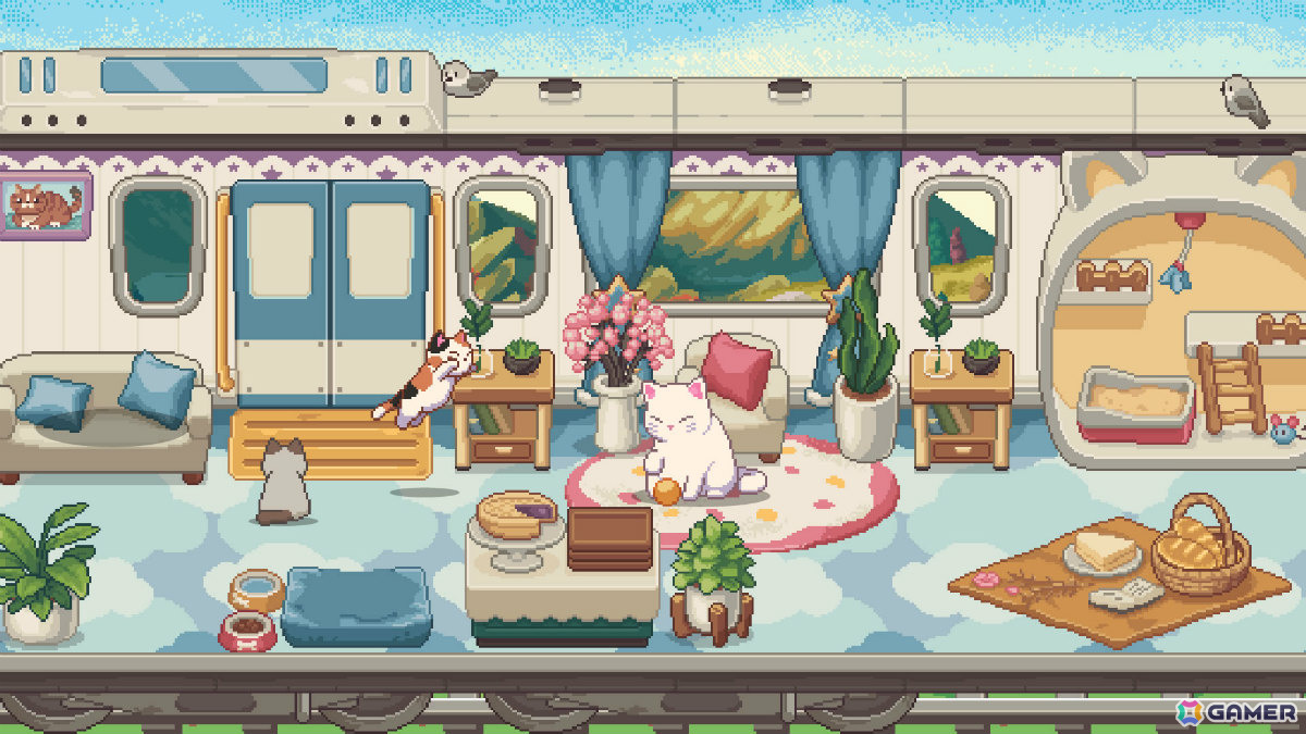 PCデスクトップにネコでいっぱいの電車を走らせる癒し系放置ゲーム