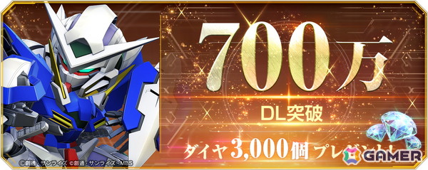 「SDガンダム ジージェネエターナル」全世界700万DL突破記念のダイヤ3,000個がプレゼント中！ストーリーイベント「機動戦士ガンダム外伝 THE BLUE DESTINY」もの画像1