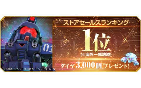 「SDガンダム ジージェネエターナル」海外一部地域でのストアセールスランキング1位達成を記念してダイヤ3,000個が配布！