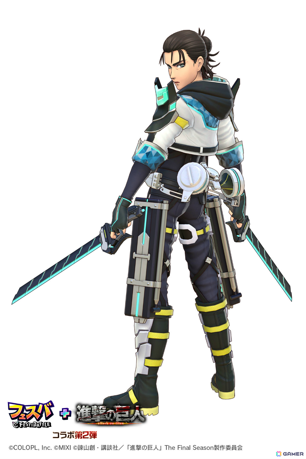 「フェスバ＋」×「進撃の巨人」コラボイベント第2弾が開催！エレン（CV：梶裕貴）のバトルウェア2種がピックアップでガチャに登場の画像