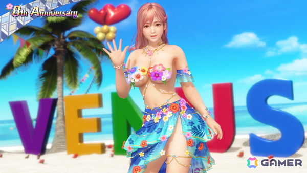 「DEAD OR ALIVE XVV」花びらが舞う南国風の8周年記念SSR水着「ララ・ウルプア」が登場！アニバーサリーコーデガチャ最大100連無料にの画像