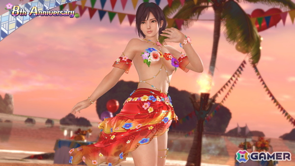 「DEAD OR ALIVE XVV」花びらが舞う南国風の8周年記念SSR水着「ララ・ウルプア」が登場！アニバーサリーコーデガチャ最大100連無料にの画像